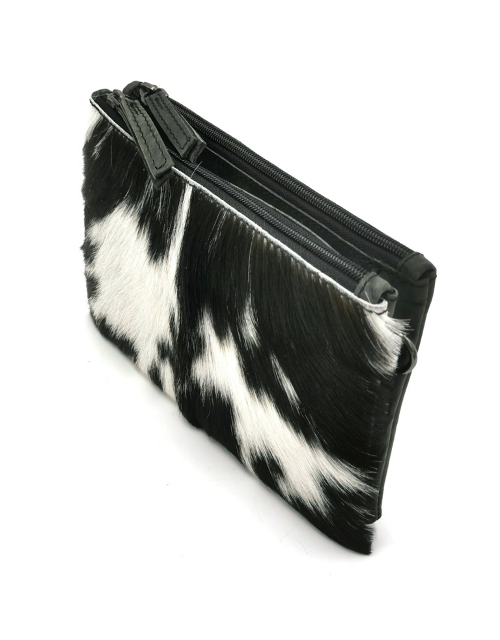 Hide & Stitches Leather Festival bags, waist bags and belt bags - Hide & Stitches Leather Shoulder Bag with Genuine Fur black-white