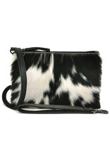 Hide & Stitches Leather Festival bags, waist bags and belt bags - Hide & Stitches Leather Shoulder Bag with Genuine Fur black-white