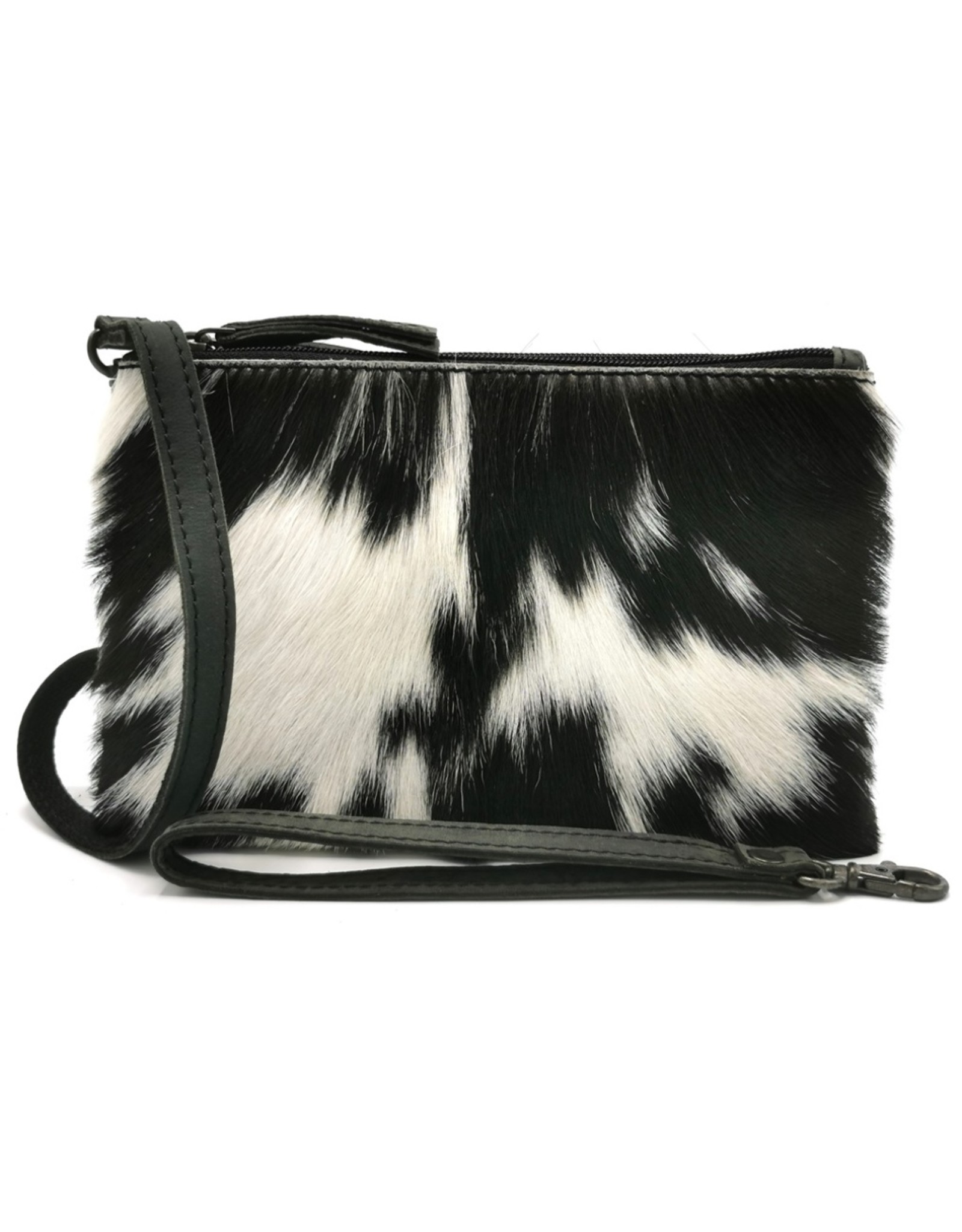 Hide & Stitches Leather Festival bags, waist bags and belt bags - Hide & Stitches Leather Shoulder Bag with Genuine Fur black-white