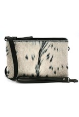 Hide & Stitches Leather Festival bags, waist bags and belt bags - Hide & Stitches Leather Shoulder Bag with Genuine Fur black-white