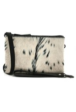 Hide & Stitches Leather Festival bags, waist bags and belt bags - Hide & Stitches Leather Shoulder Bag with Genuine Fur black-white