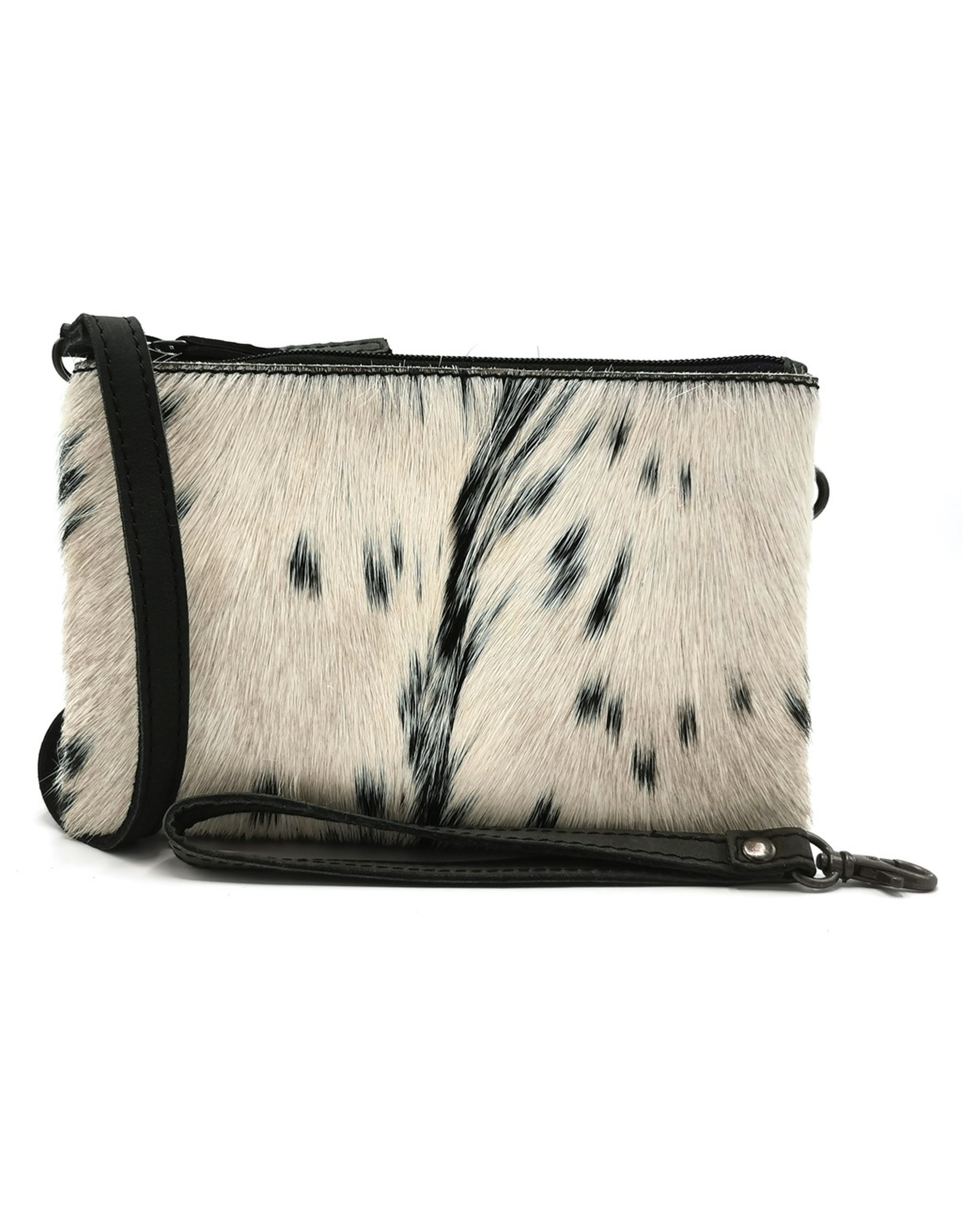 Hide & Stitches Leather Festival bags, waist bags and belt bags - Hide & Stitches Leather Shoulder Bag with Genuine Fur black-white