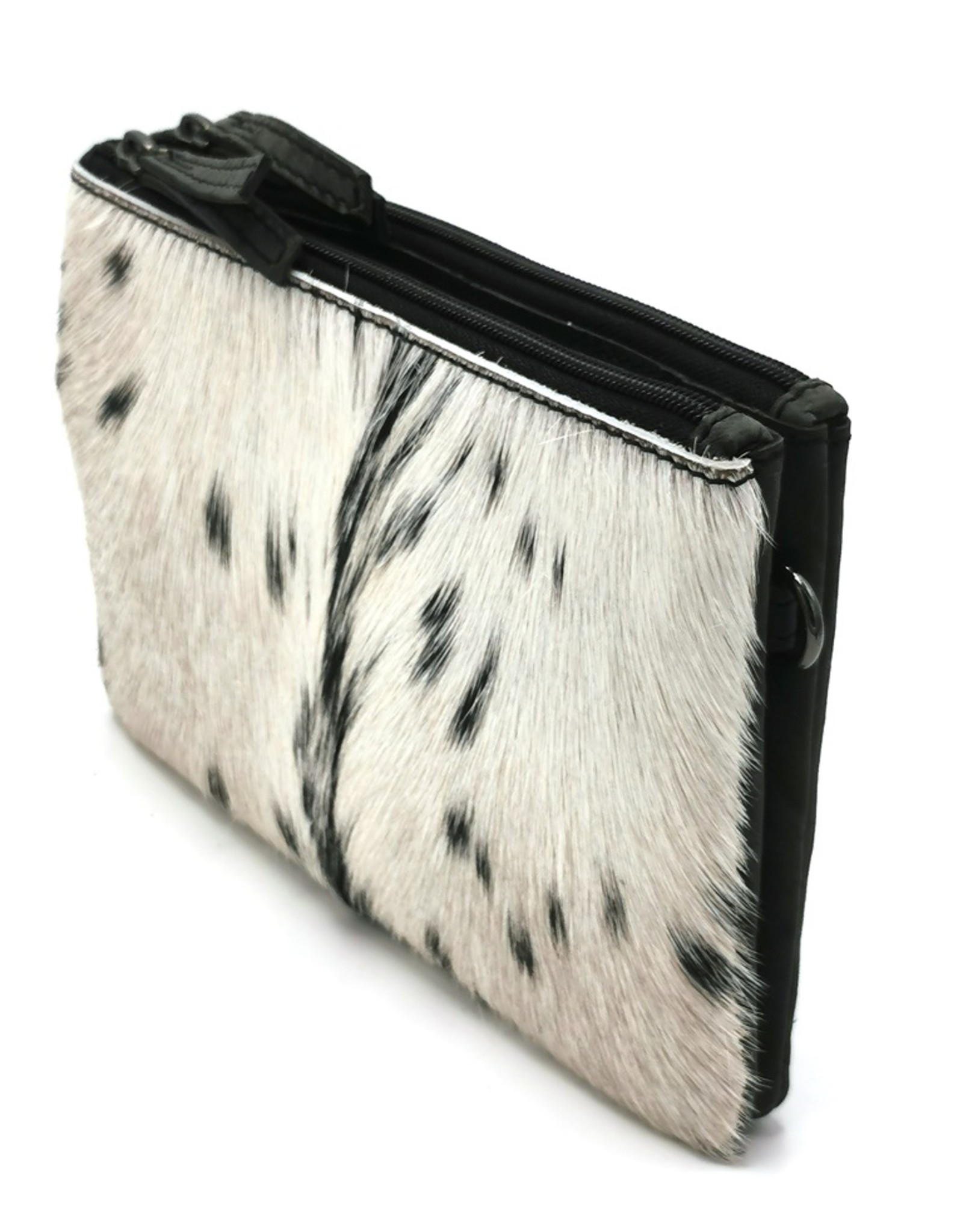 Hide & Stitches Leather Festival bags, waist bags and belt bags - Hide & Stitches Leather Shoulder Bag with Genuine Fur black-white