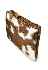 Hide & Stitches Leather Festival bags, waist bags and belt bags - Leather Shoulder Bag with Genuine Fur brown-white