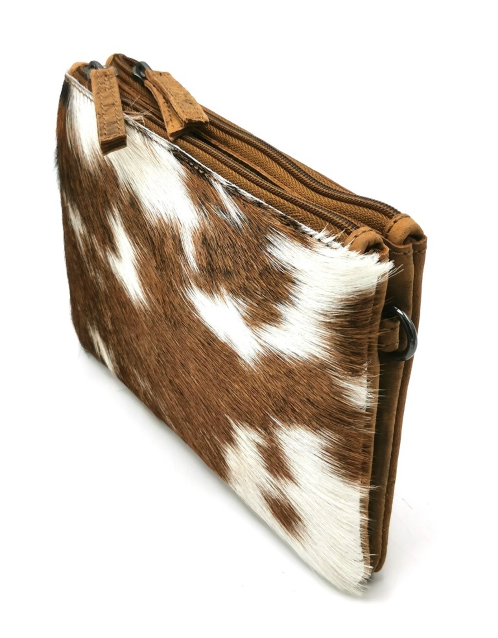 Hide & Stitches Leather Festival bags, waist bags and belt bags - Leather Shoulder Bag with Genuine Fur brown-white