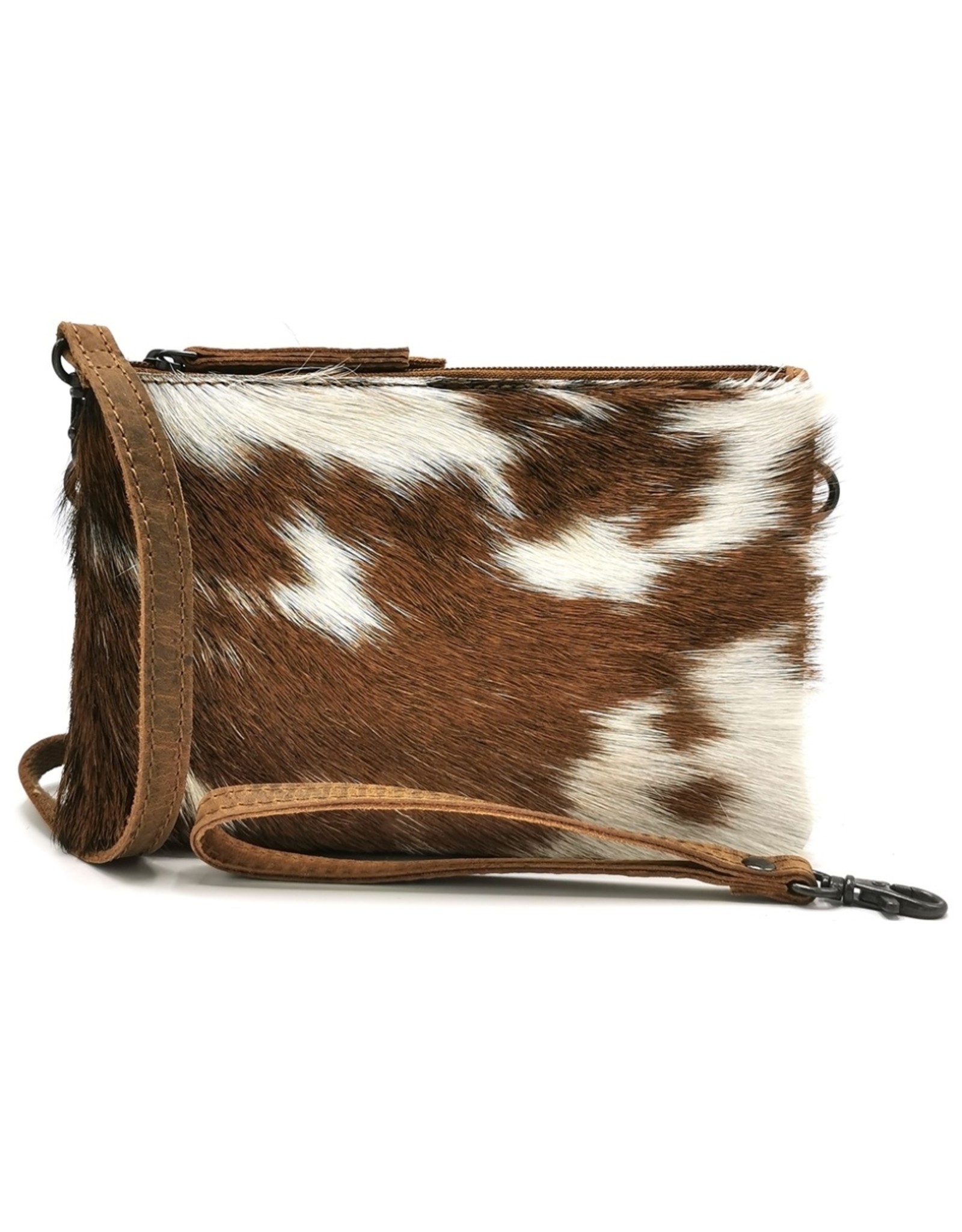 Hide & Stitches Leather Festival bags, waist bags and belt bags - Leather Shoulder Bag with Genuine Fur brown-white