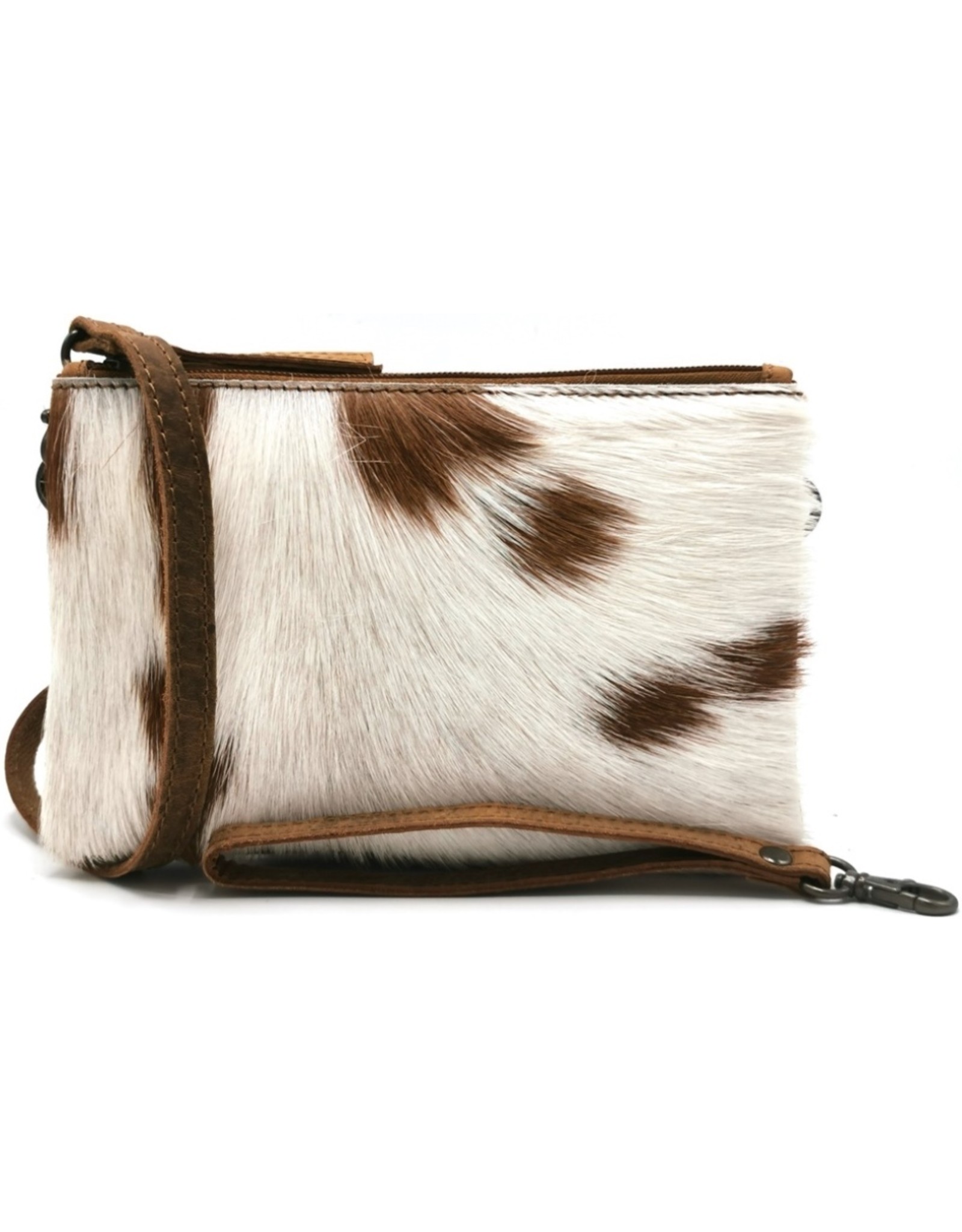 Hide & Stitches Leather Festival bags, waist bags and belt bags - Hide & Stitches Leather Shoulder Bag with Genuine Fur brown-white