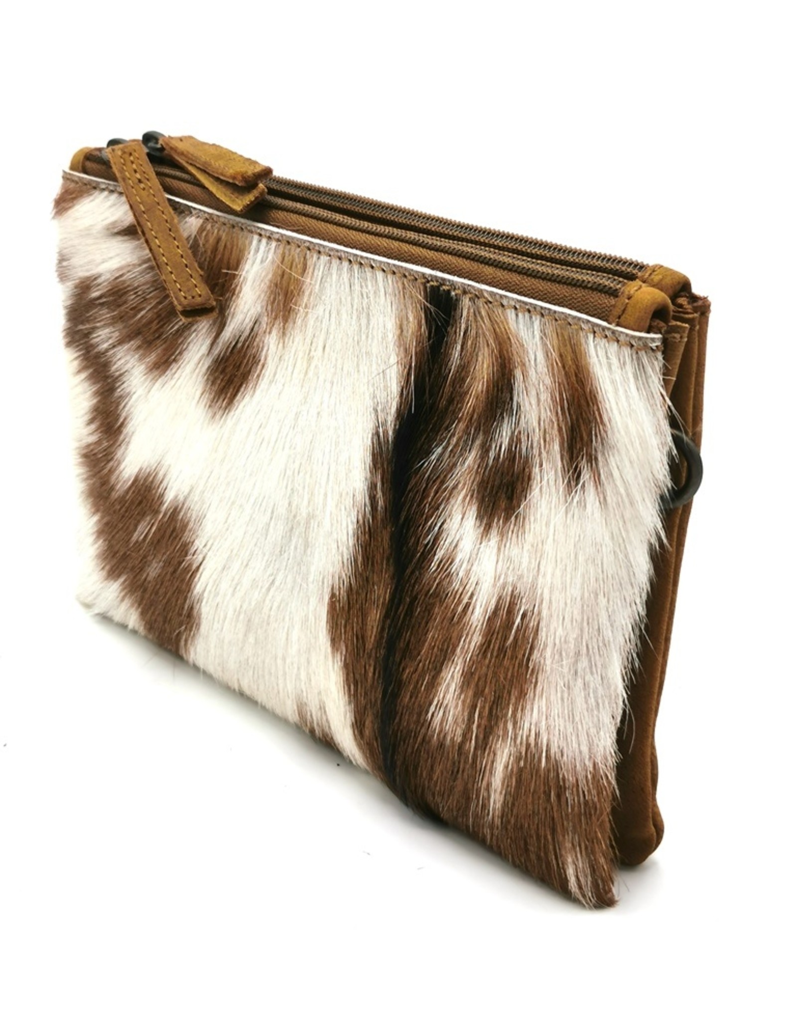 Hide & Stitches Leather Festival bags, waist bags and belt bags - Hide & Stitches Leather Shoulder Bag with Genuine Fur brown-white