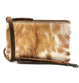 Hide & Stitches Leather Shoulder Bag with Genuine Fur brown-white