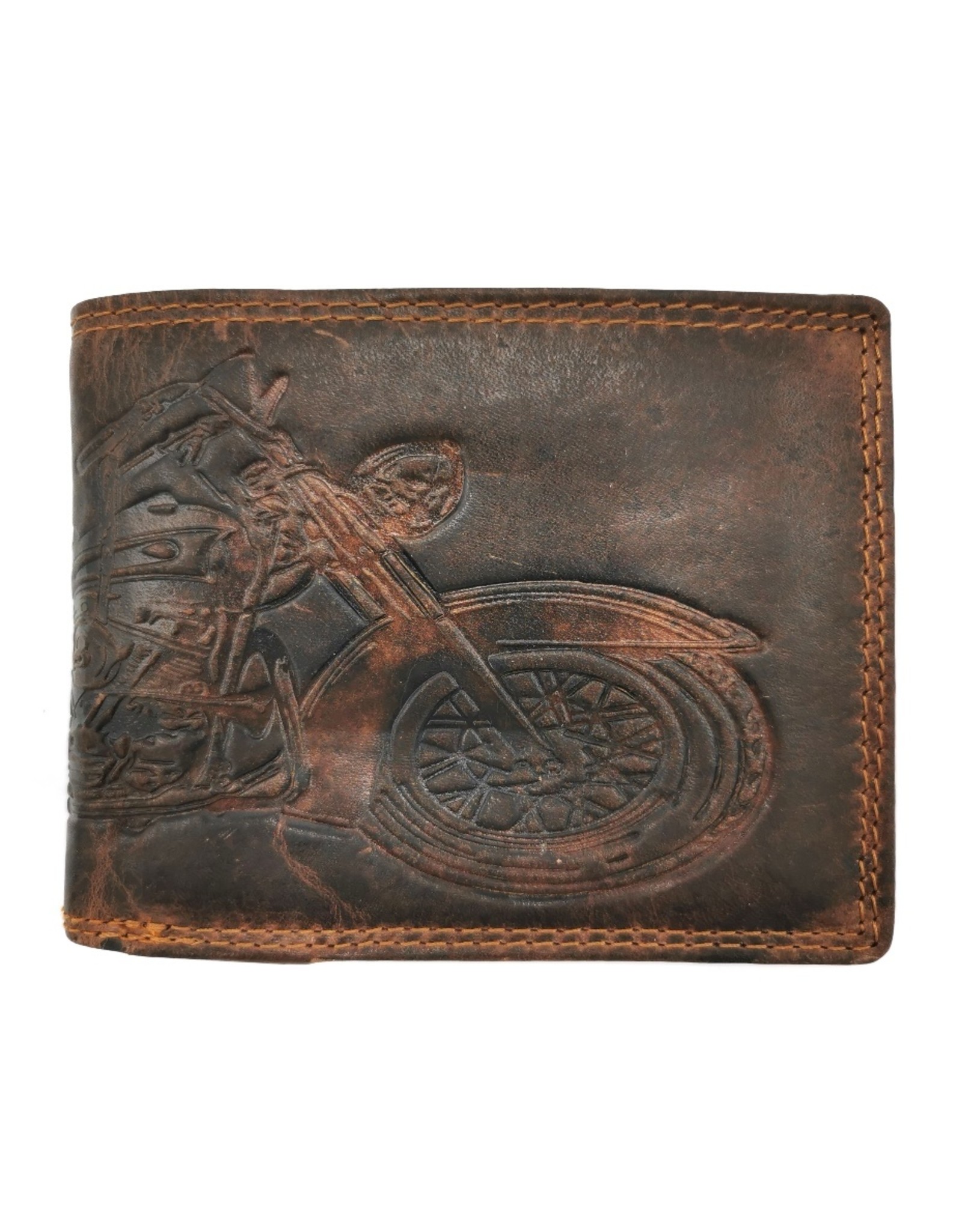 HillBurry Leather Wallets -  Hütmann Leather wallet with embossed motorbike  vintage