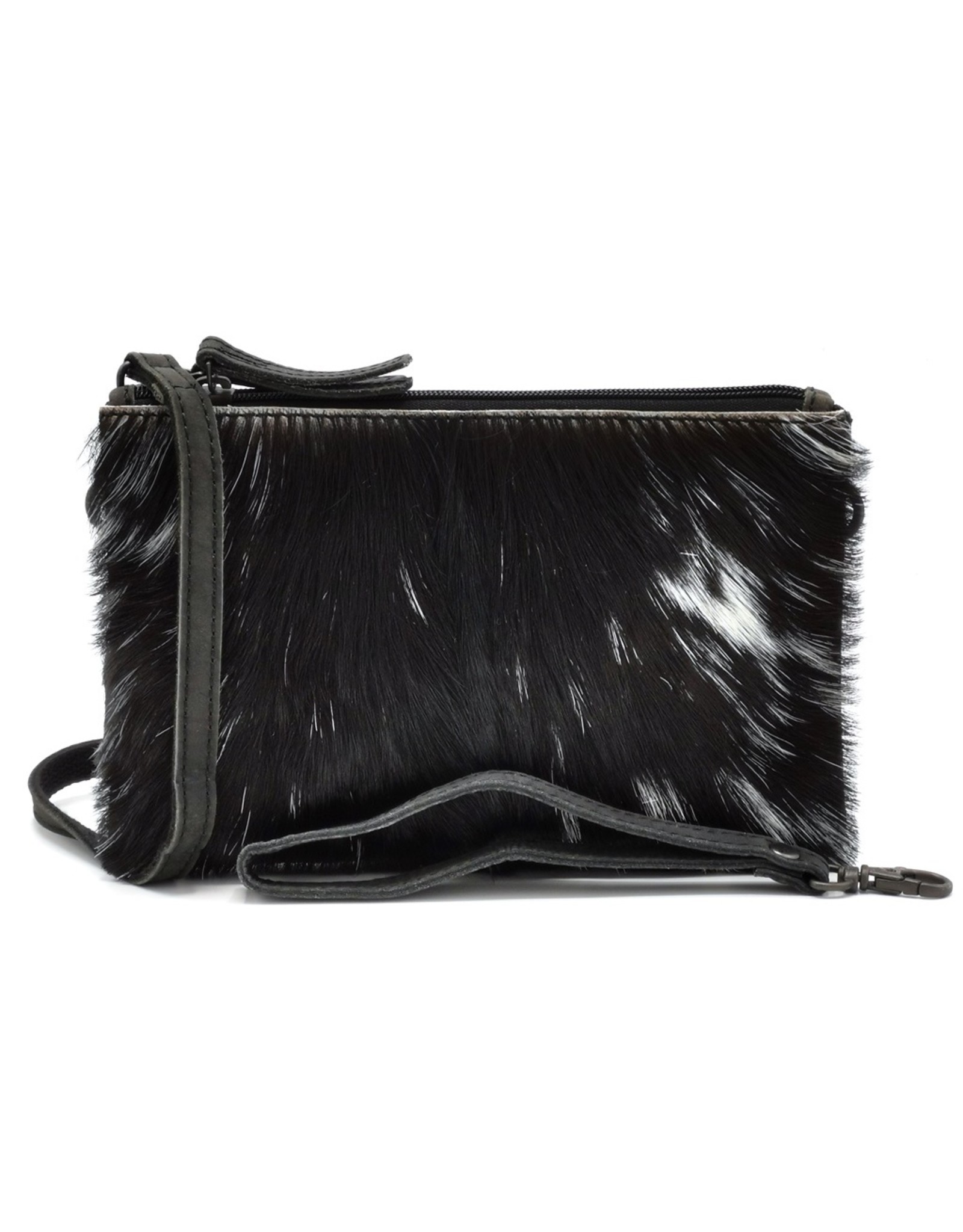 Hide & Stitches Leather Festival bags, waist bags and belt bags - Hide & Stitches Leather Shoulder Bag with Genuine Fur black