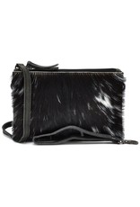 Hide & Stitches Leather Festival bags, waist bags and belt bags - Hide & Stitches Leather Shoulder Bag with Genuine Fur black