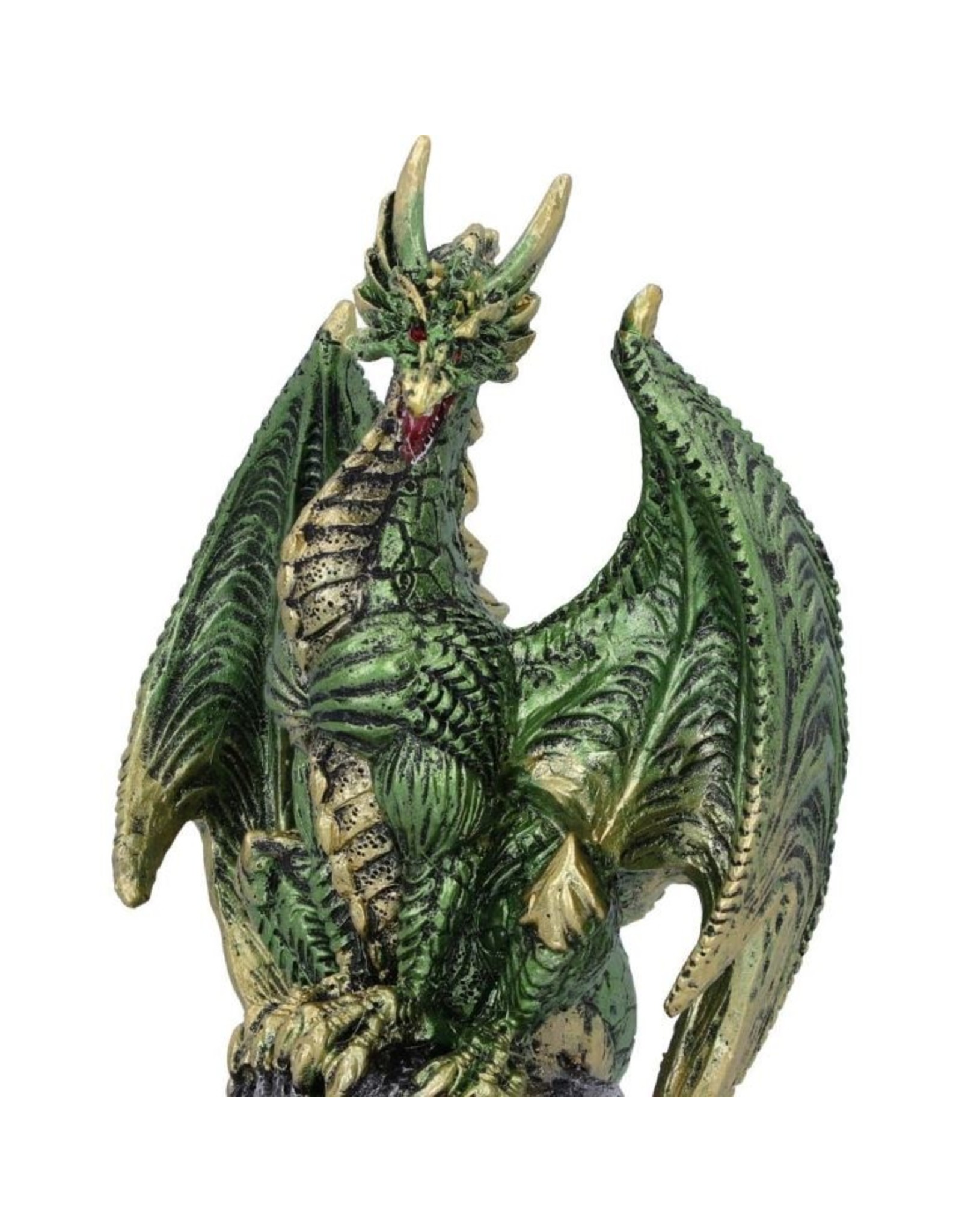 Alator Giftware Figurines Collectables - Haranu Green Metallic Dragon Figurine 15.5cm