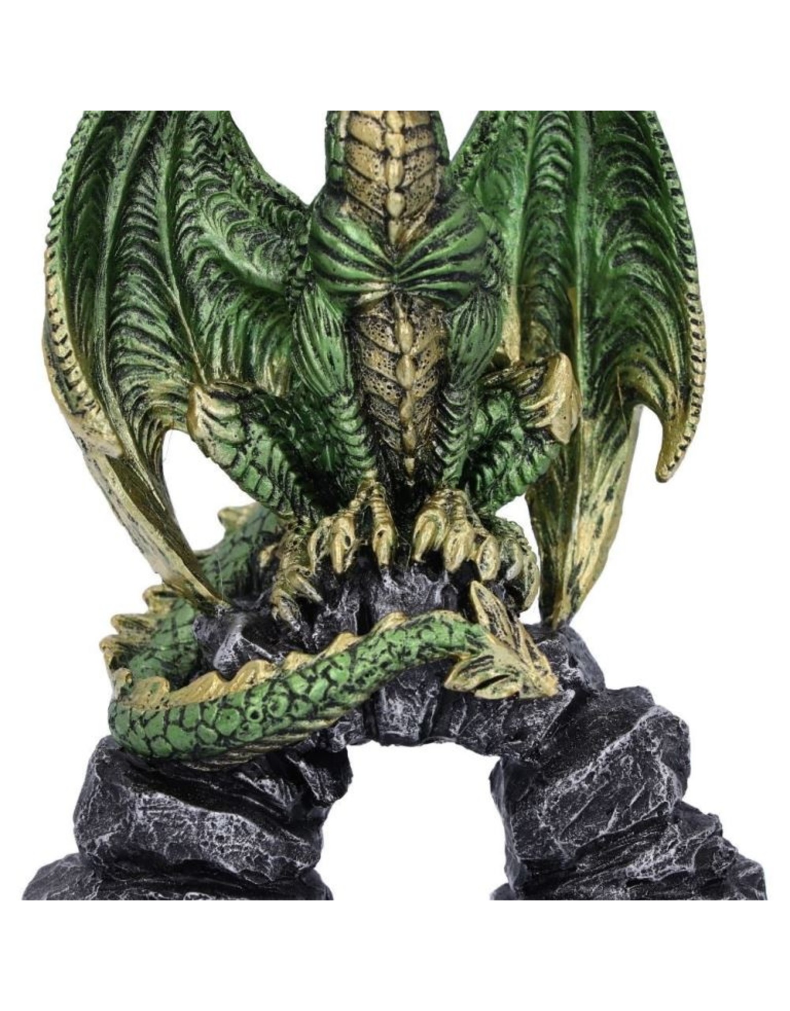 Alator Giftware Figurines Collectables - Haranu Green Metallic Dragon Figurine 15.5cm