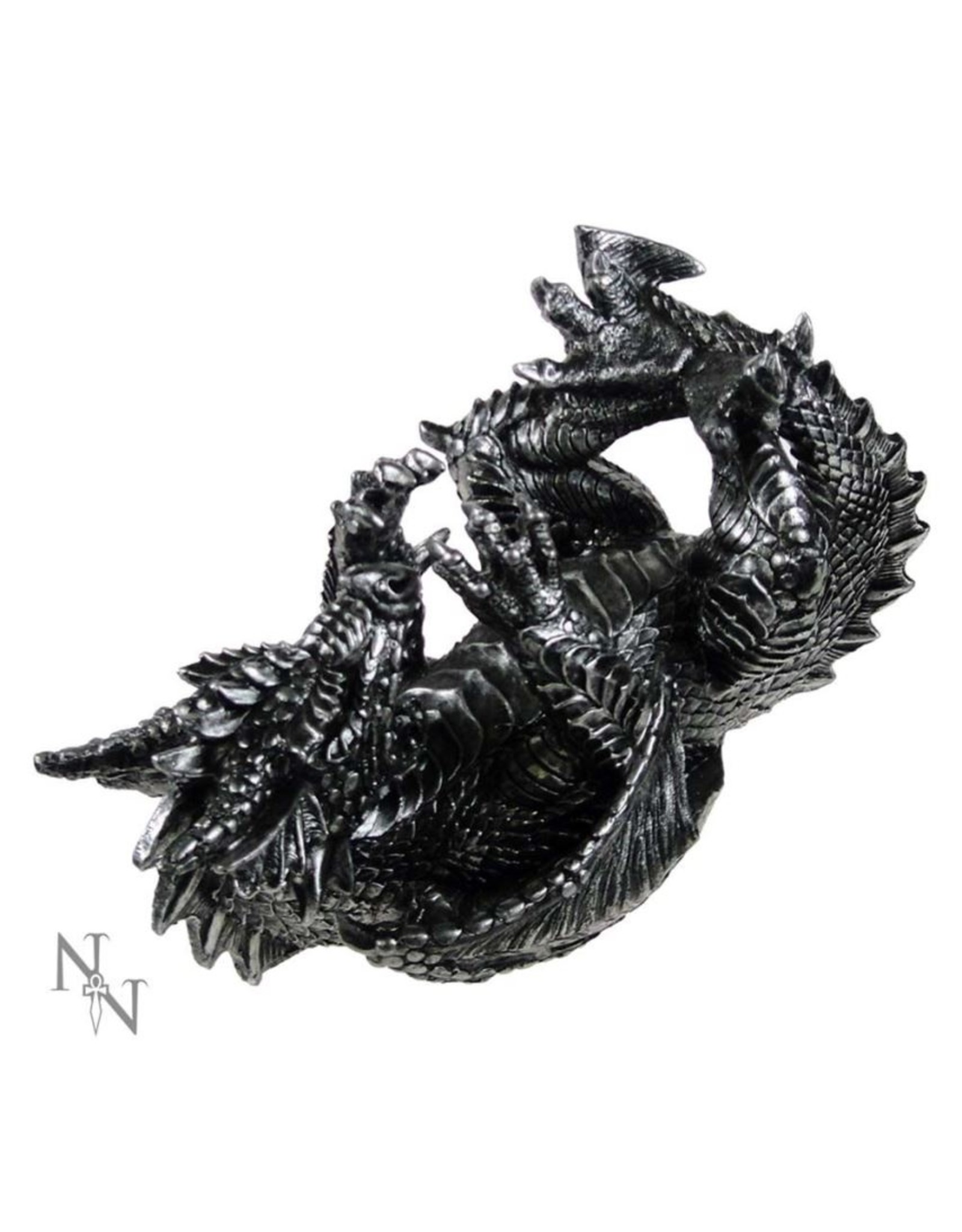 NemesisNow Giftware, beelden, collectables - Metallic Silver Dragon Guzzler Wine Bottle Holder