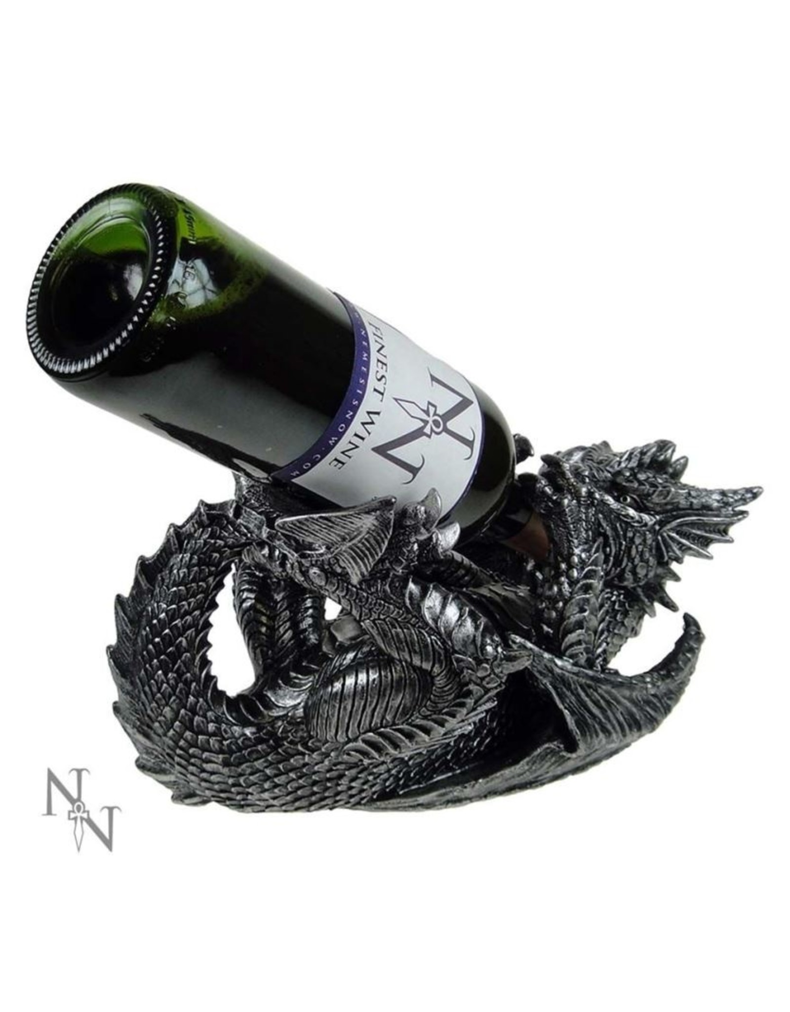 NemesisNow Giftware, beelden, collectables - Metallic Silver Dragon Guzzler Wine Bottle Holder