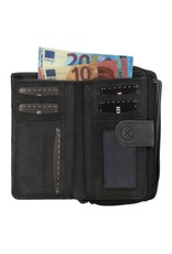 Hide & Stitches Leather Wallets - Leather Purse with Cowhide black-white