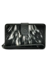 Hide & Stitches Leather Wallets - Leather Purse with Cowhide black-white