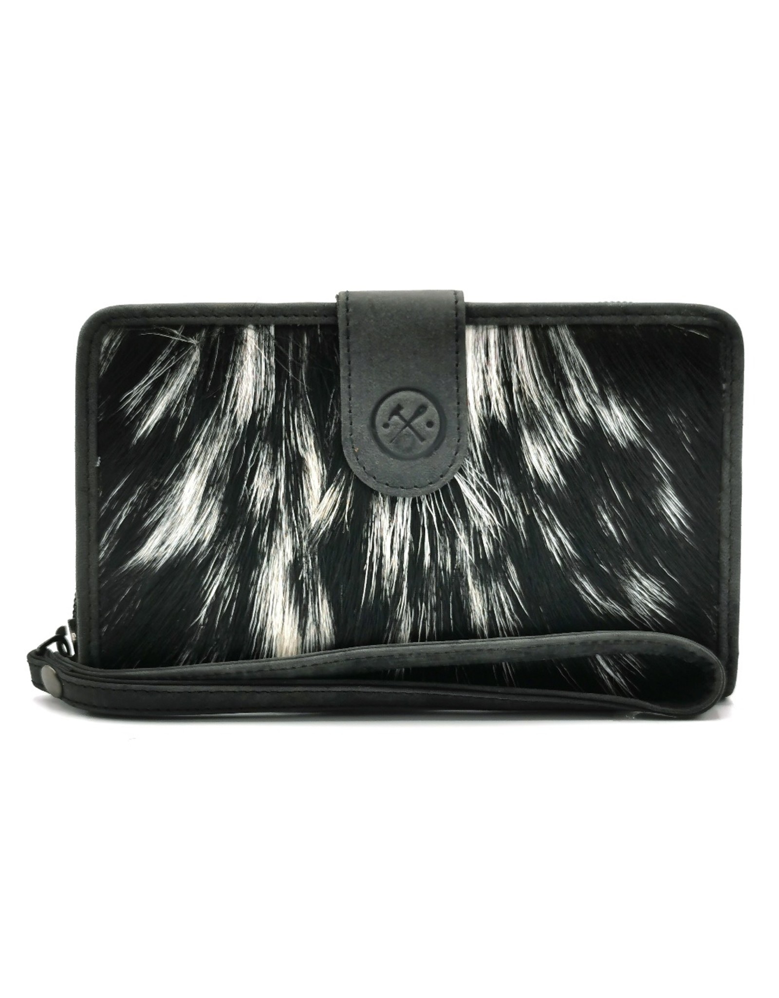 Hide & Stitches Leather Wallets - Leather Purse with Cowhide black-white