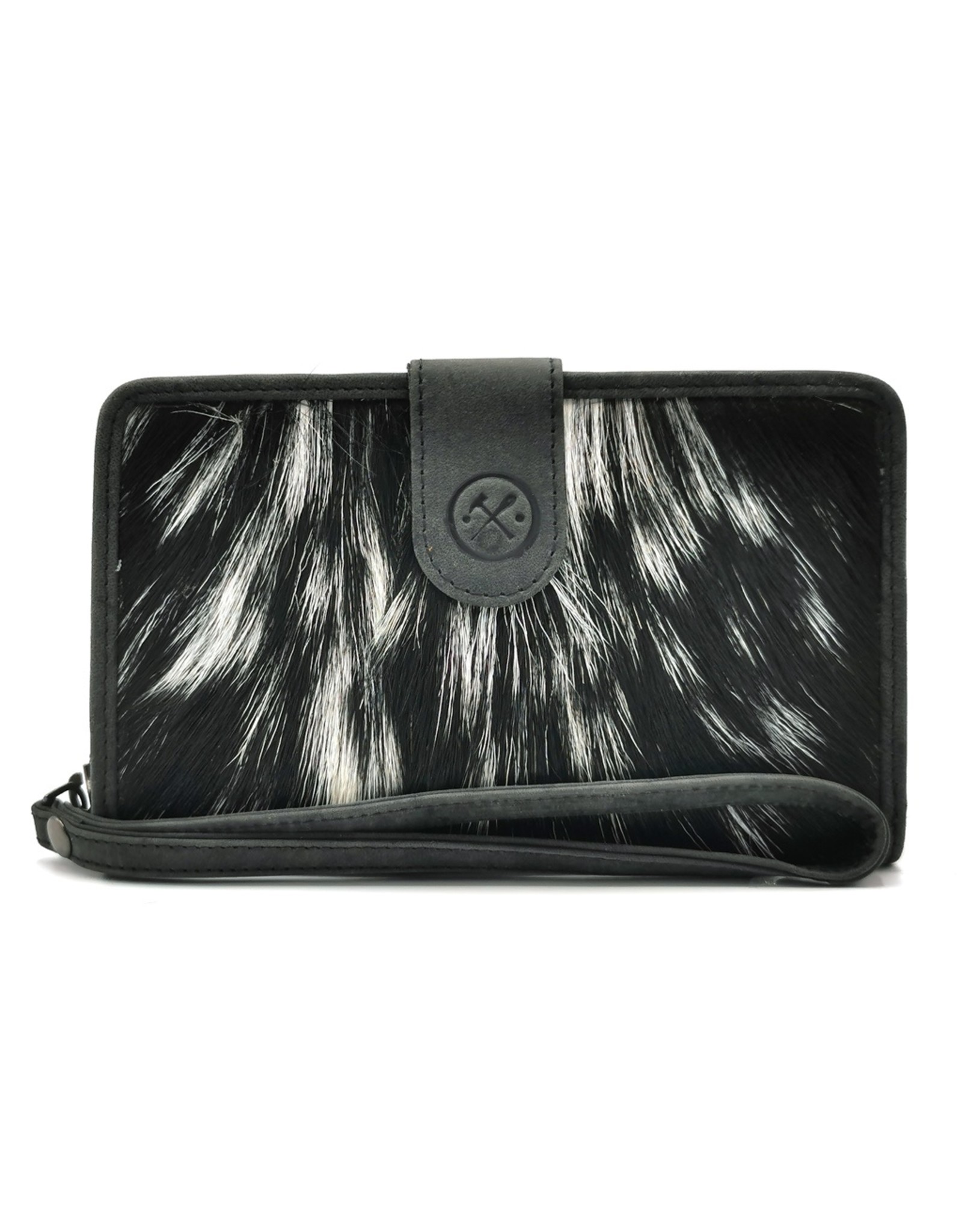 Hide & Stitches Leather Wallets - Leather Purse with Cowhide black-white