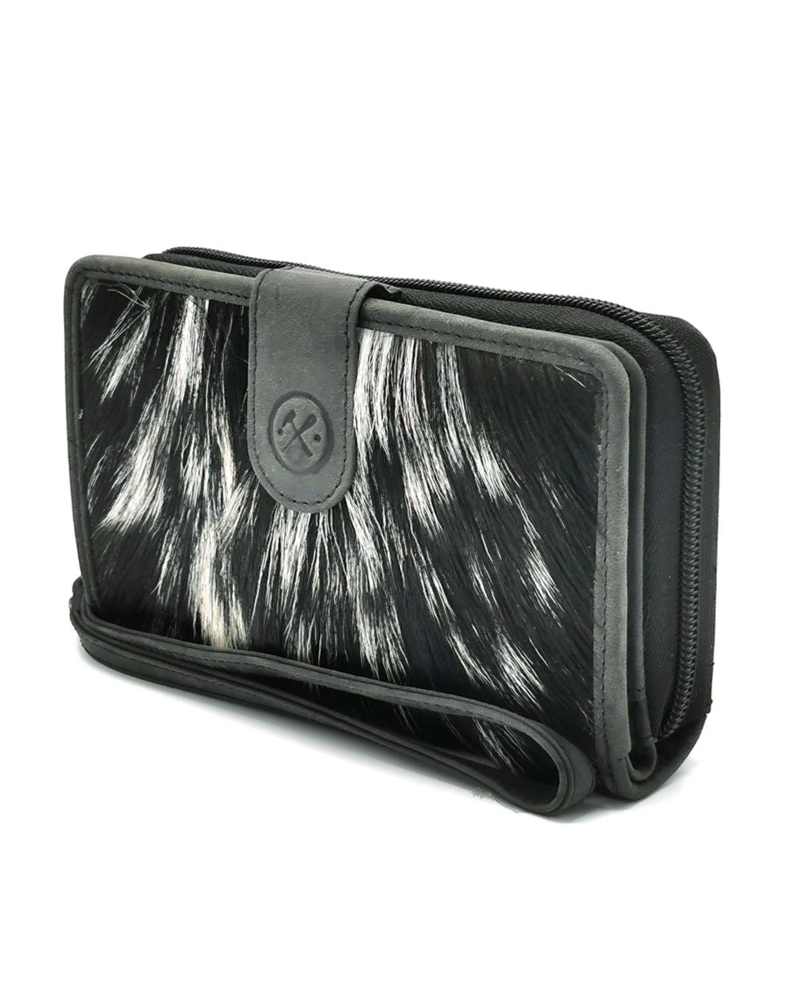 Hide & Stitches Leather Wallets - Leather Purse with Cowhide black-white