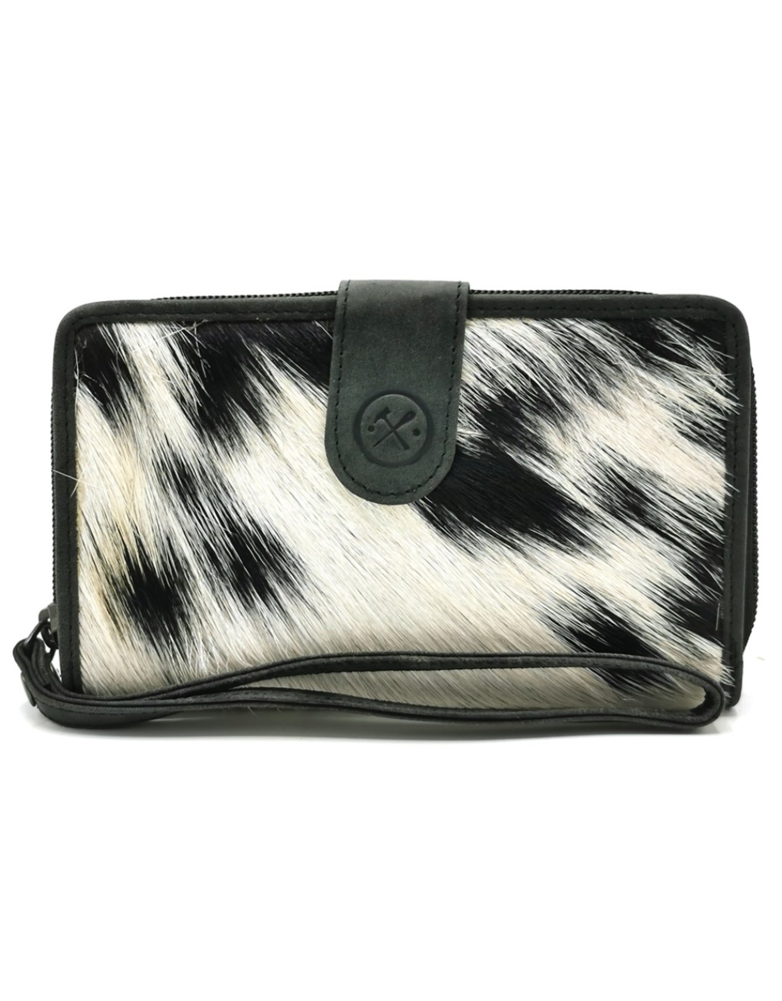 Hide & Stitches Leather Wallets - Leather Purse with Cowhide black-white