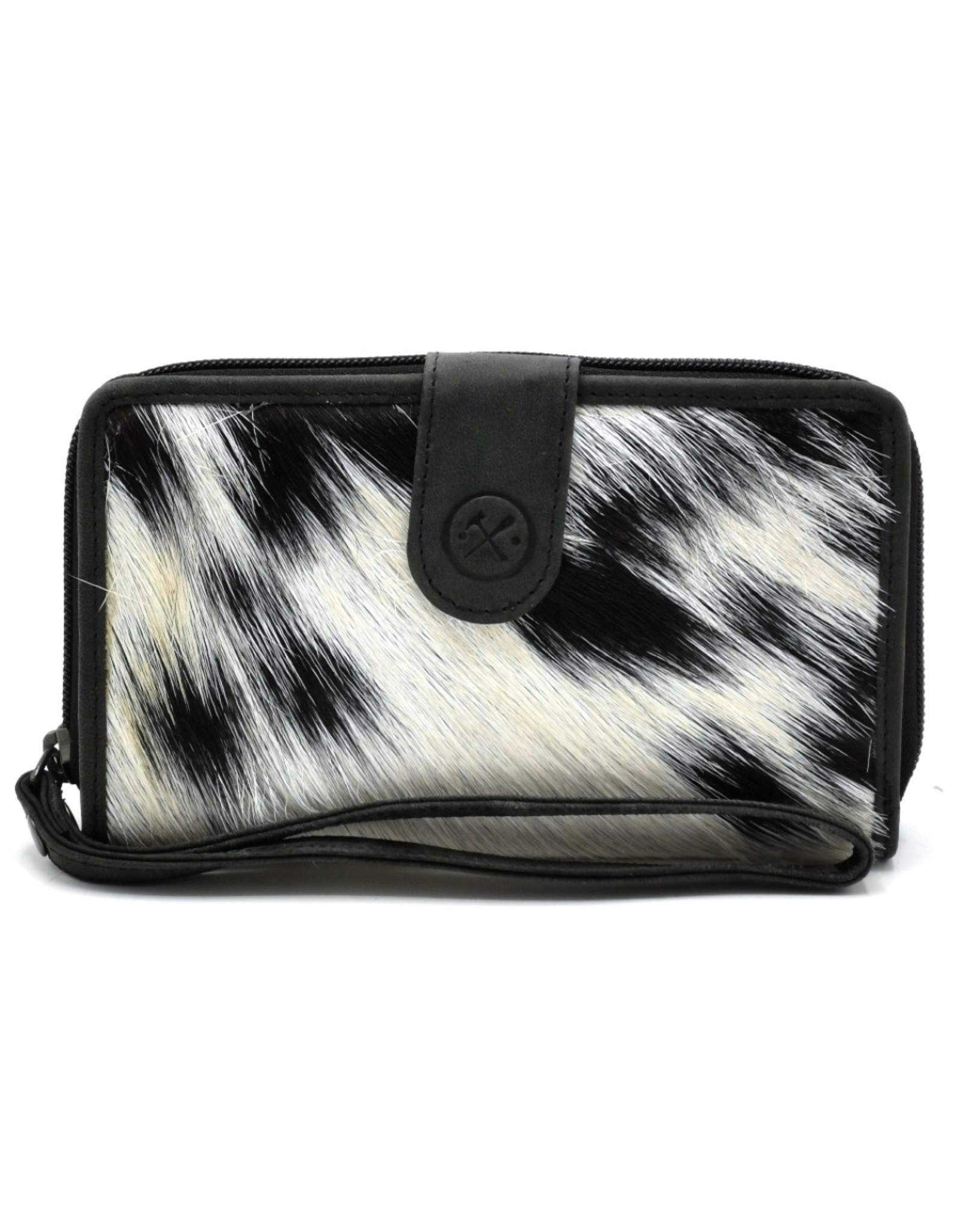 Hide & Stitches Leather Wallets - Leather Purse with Cowhide black-white