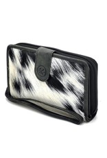 Hide & Stitches Leather Wallets - Leather Purse with Cowhide black-white