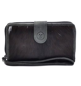 Hide & Stitches Leather Purse with Cowhide black-white