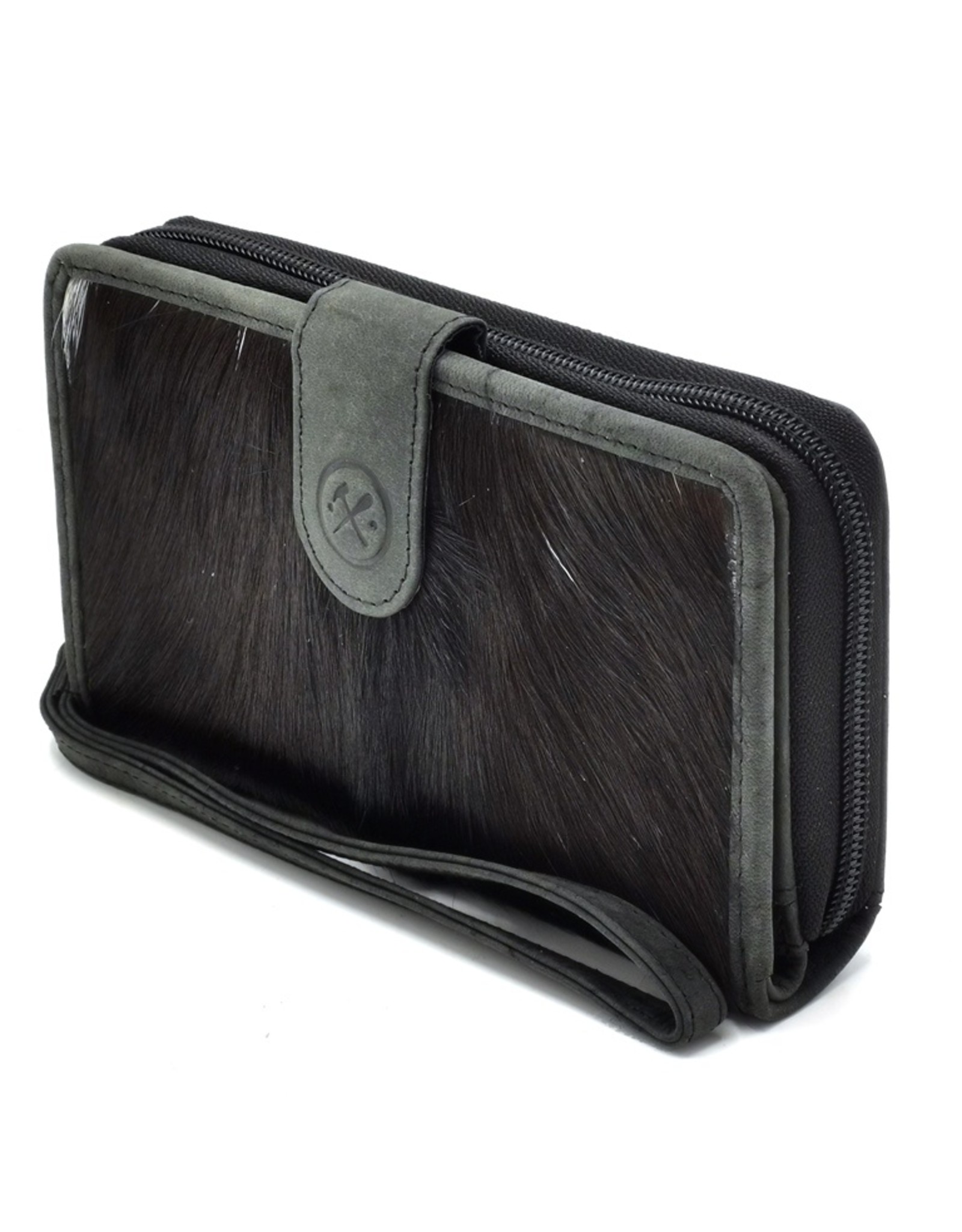 Hide & Stitches Leather Wallets - Leather Purse with Cowhide black-white