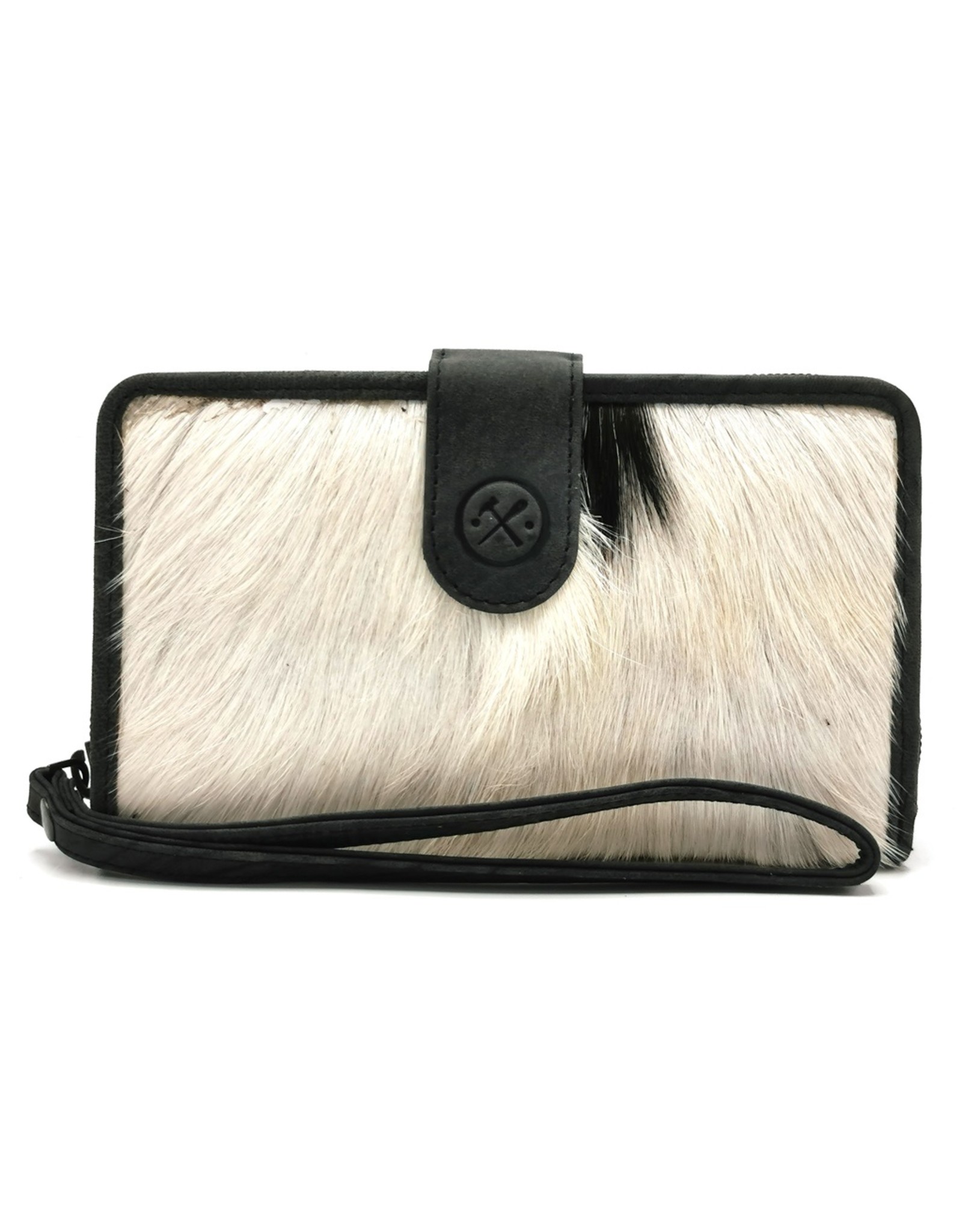 Hide & Stitches Leather Wallets - Leather Purse with Cowhide black-white