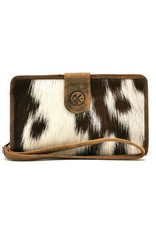 Hide & Stitches Leather Wallets - Leather Purse with Cowhide brown-white