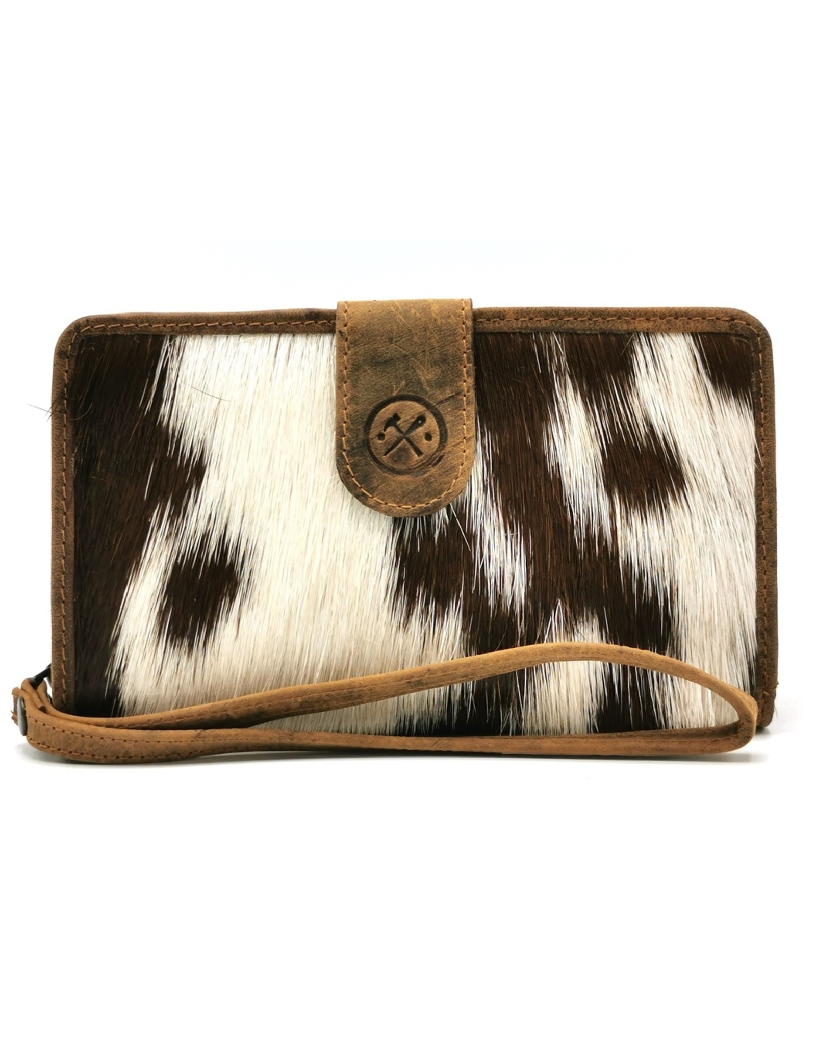 Hide & Stitches Leather Wallets - Leather Purse with Cowhide brown-white