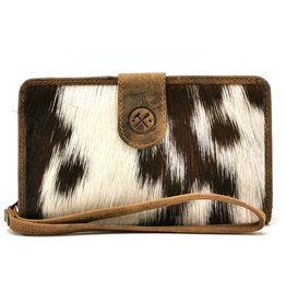 Hide & Stitches Leather Purse with Cowhide brown-white