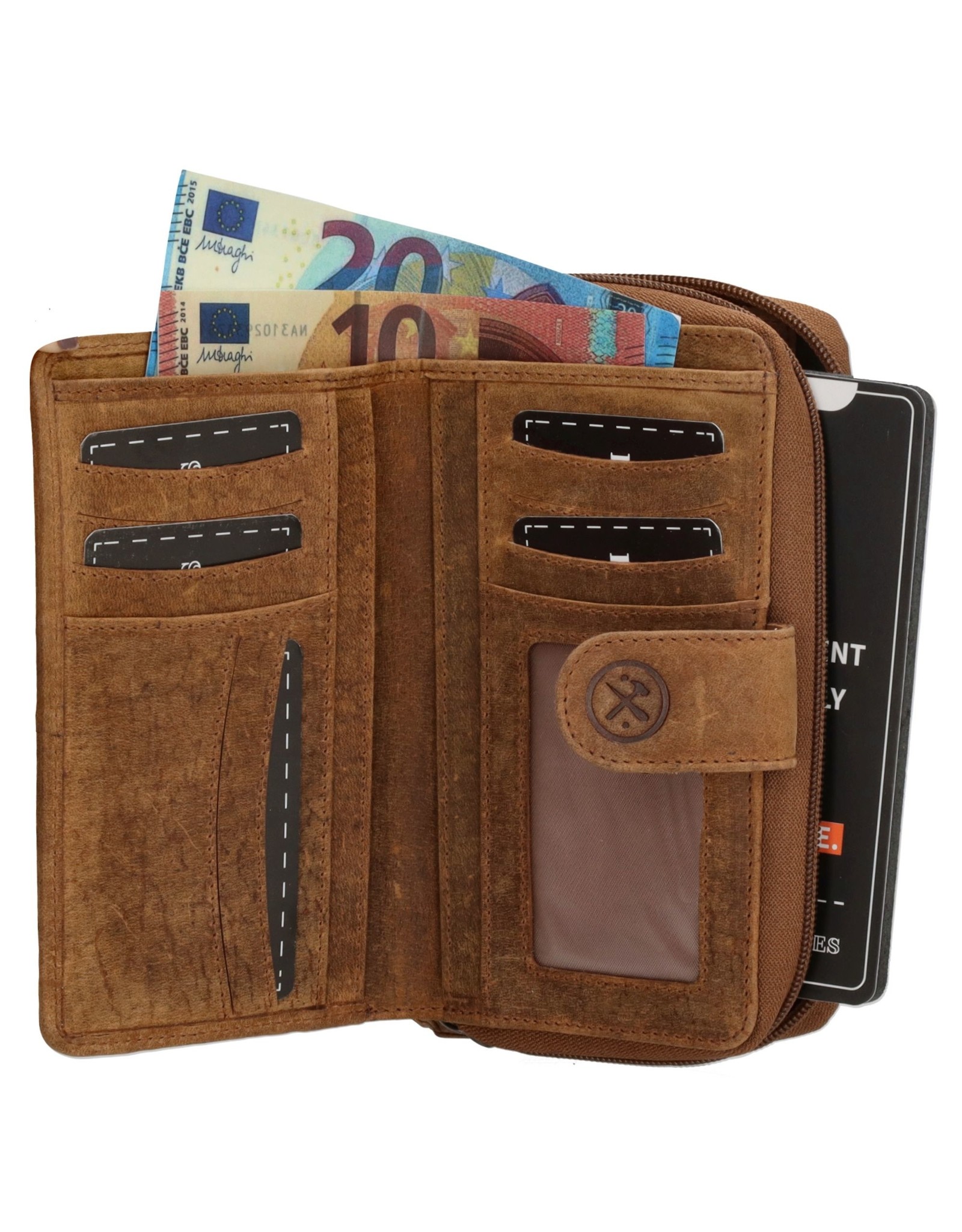 Hide & Stitches Leather Wallets - Leather Purse with Cowhide brown-white