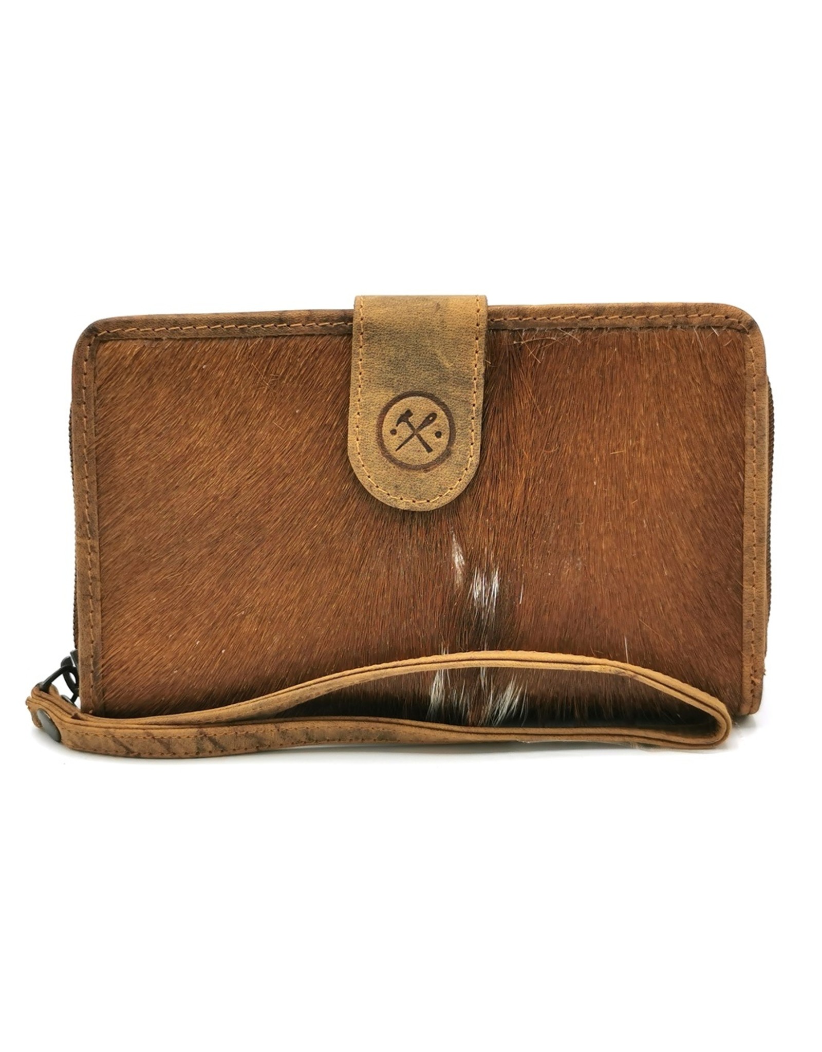 Hide & Stitches Leather Wallets - Leather Purse with Cowhide brown-white