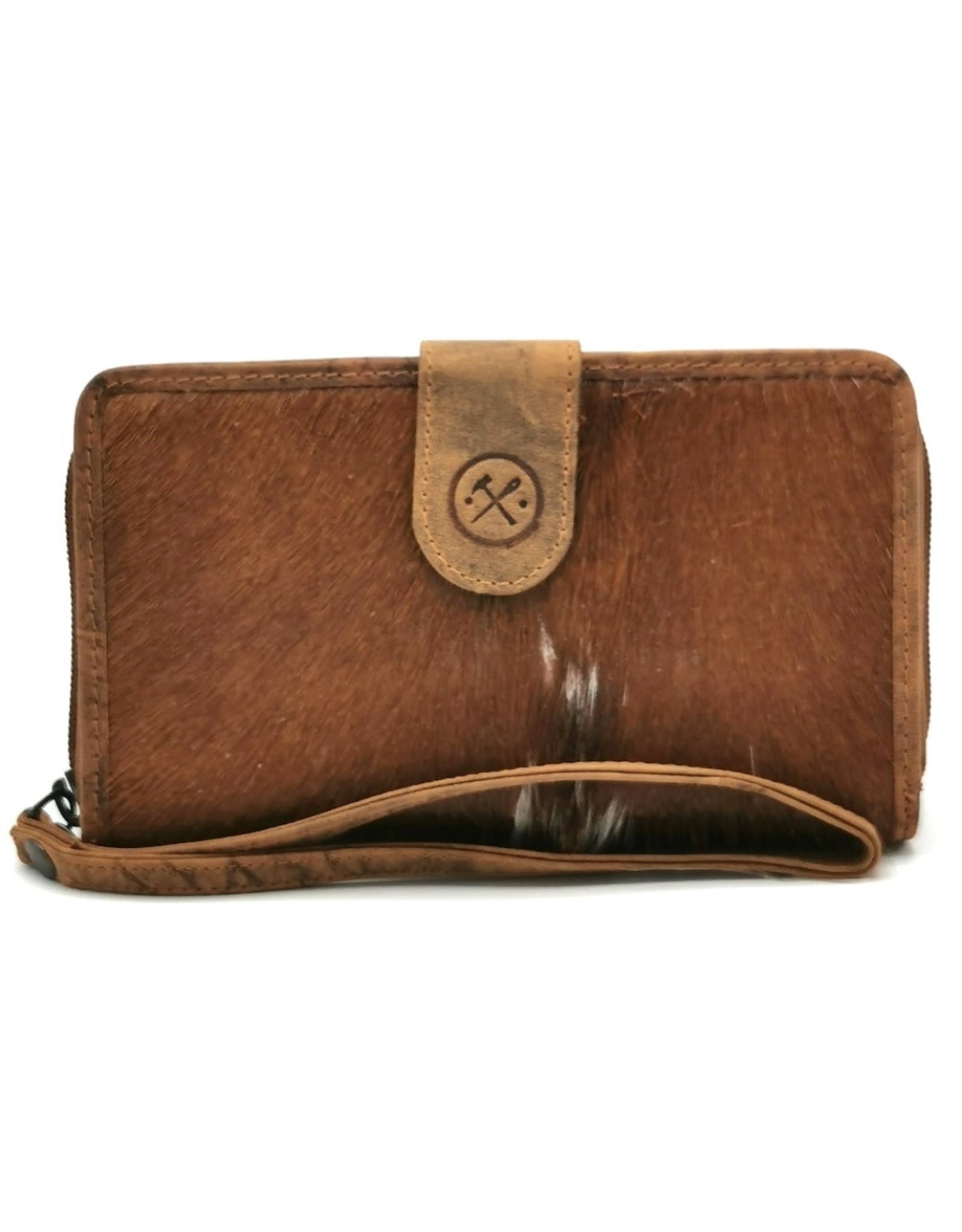 Hide & Stitches Leather Wallets - Leather Purse with Cowhide brown-white