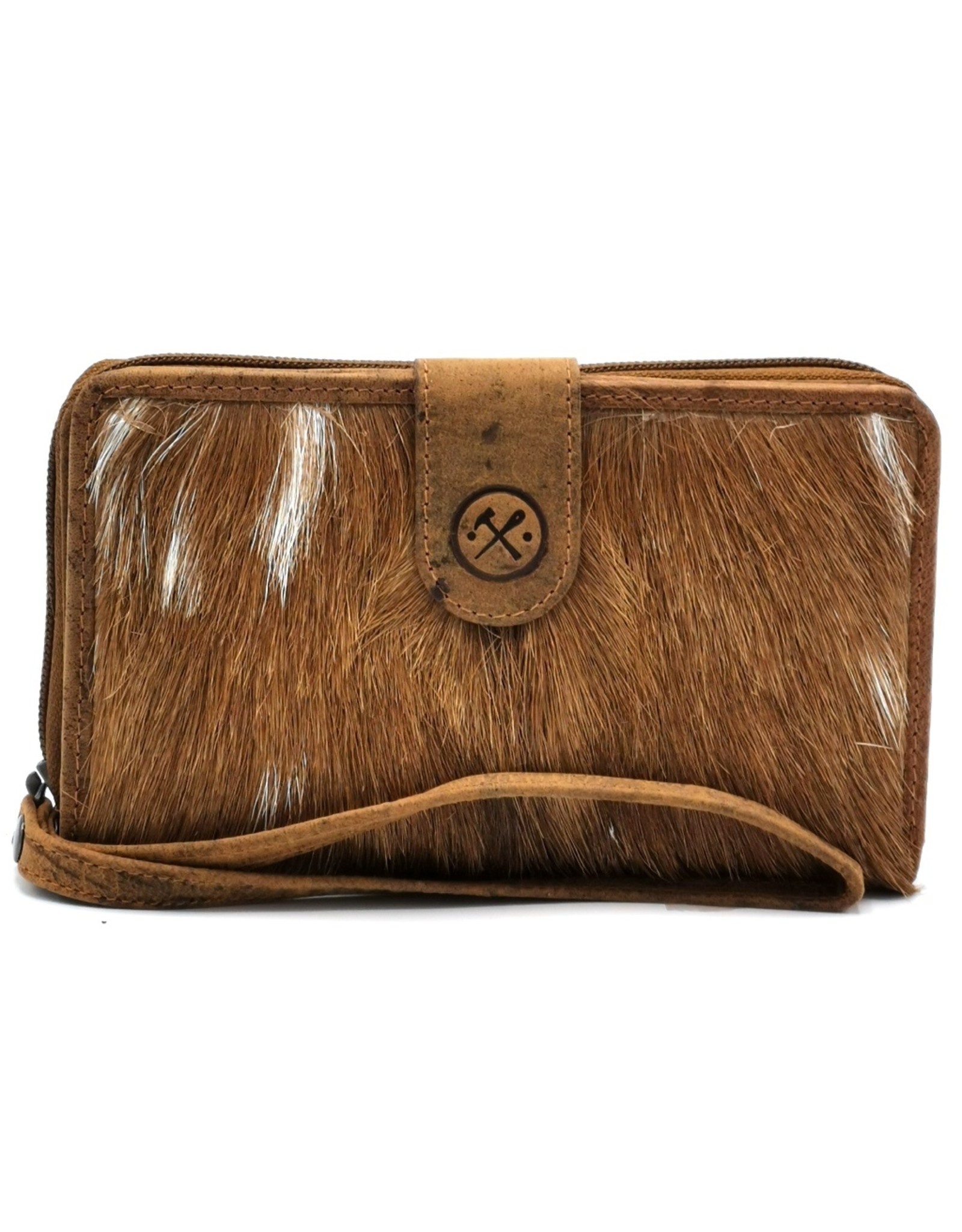 Hide & Stitches Leather Wallets - Leather Purse with Cowhide brown-white