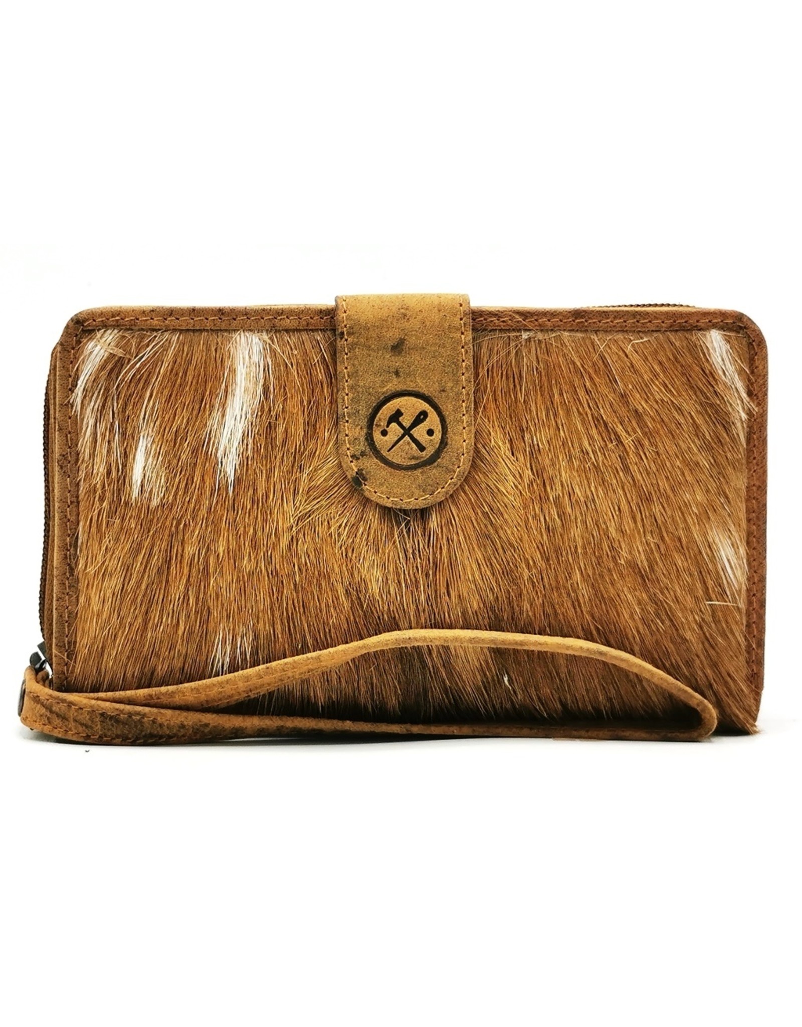 Hide & Stitches Leather Wallets - Leather Purse with Cowhide brown-white