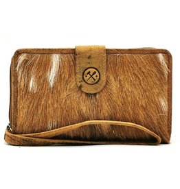 Hide & Stitches Leather Purse with Cowhide brown-white