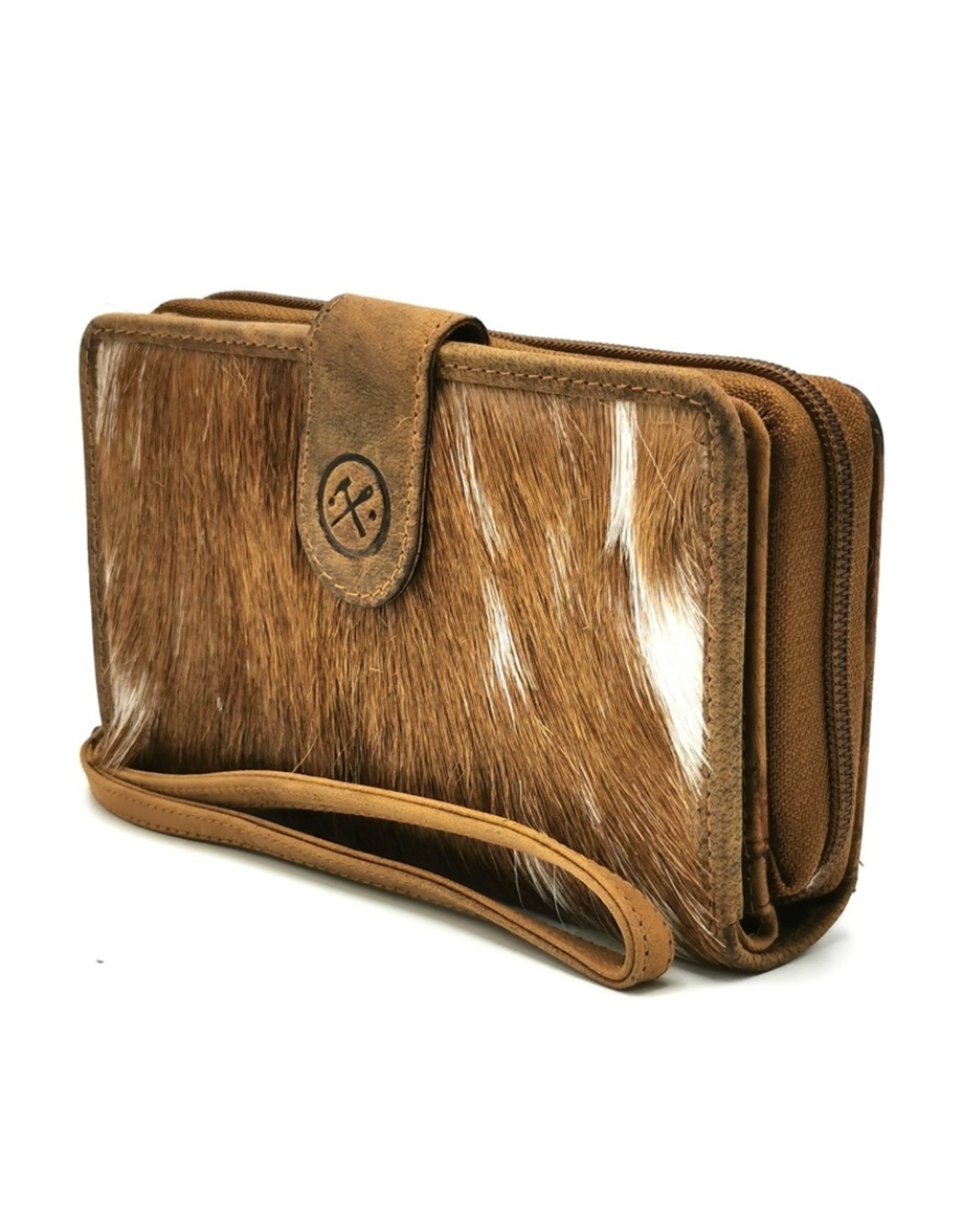 Hide & Stitches Leather Wallets - Leather Purse with Cowhide brown-white