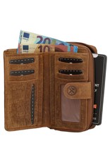 Hide & Stitches Leather Wallets - Leather Purse with Cowhide brown-white