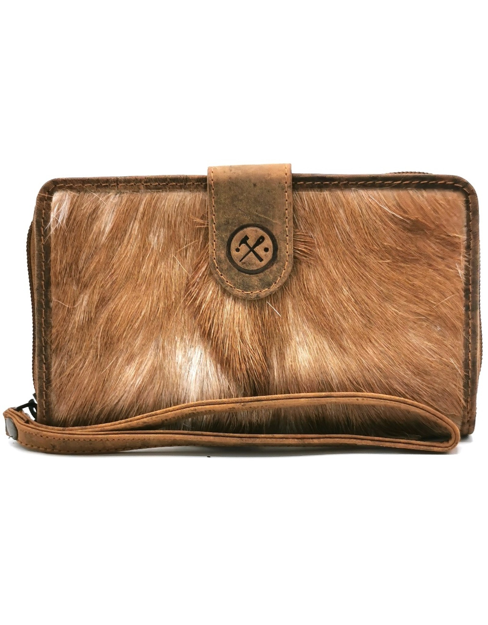 Hide & Stitches Leather Wallets - Leather Purse with Cowhide brown-white