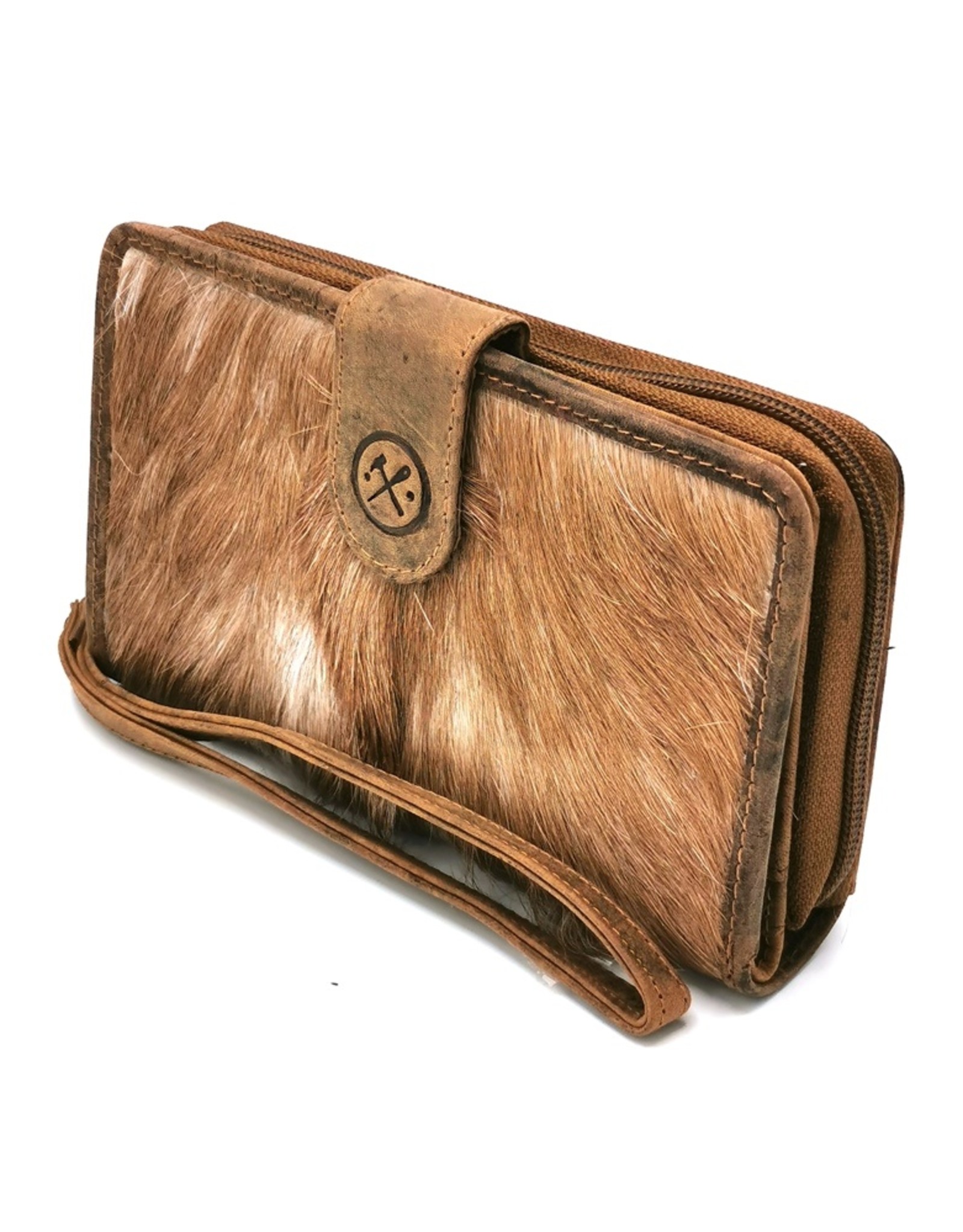 Hide & Stitches Leather Wallets - Leather Purse with Cowhide brown-white