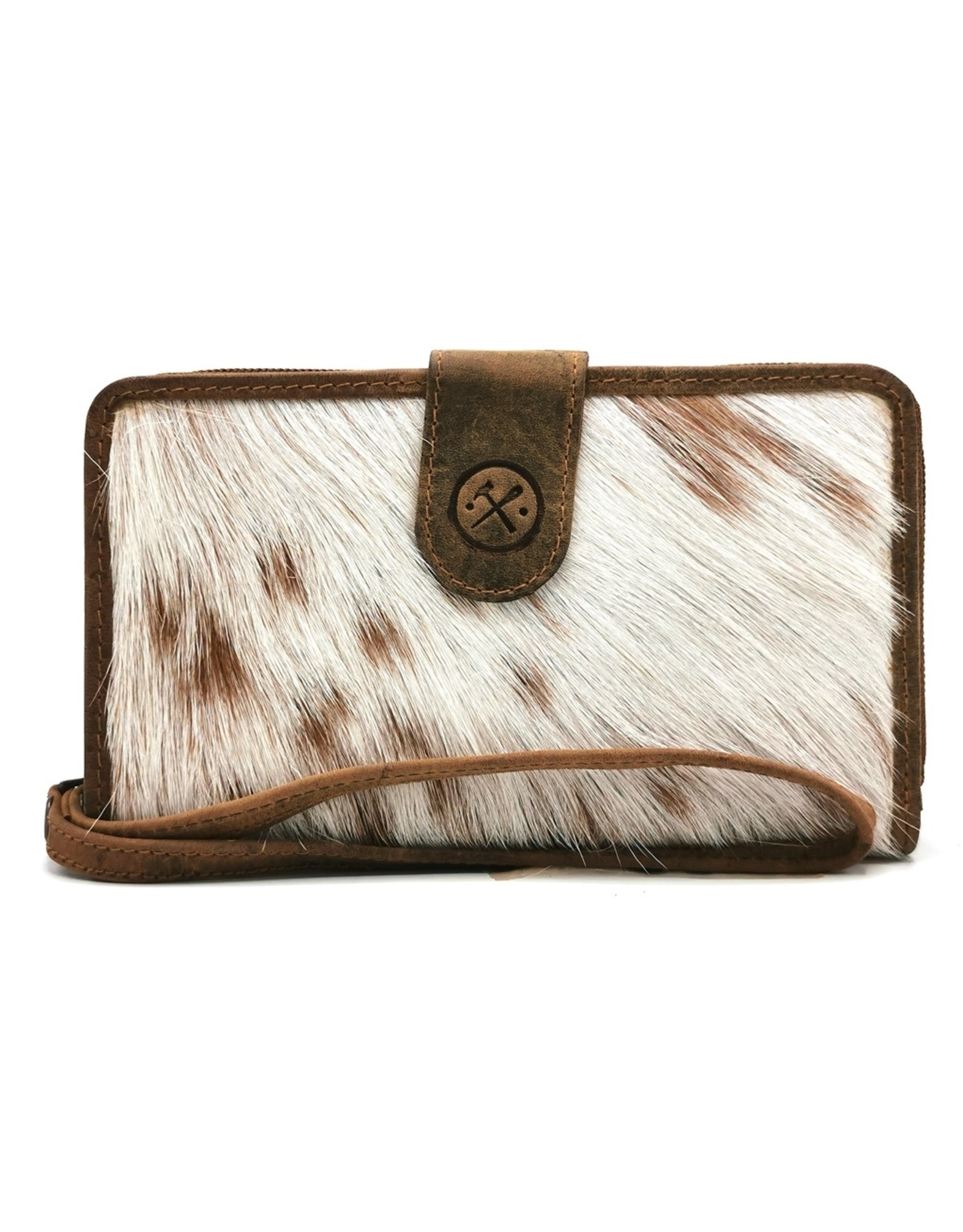 Hide & Stitches Leather Wallets - Leather Purse with Cowhide brown-white