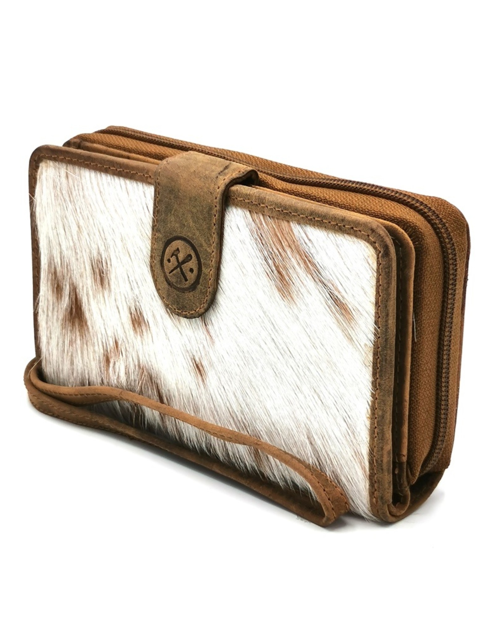 Hide & Stitches Leather Wallets - Leather Purse with Cowhide brown-white