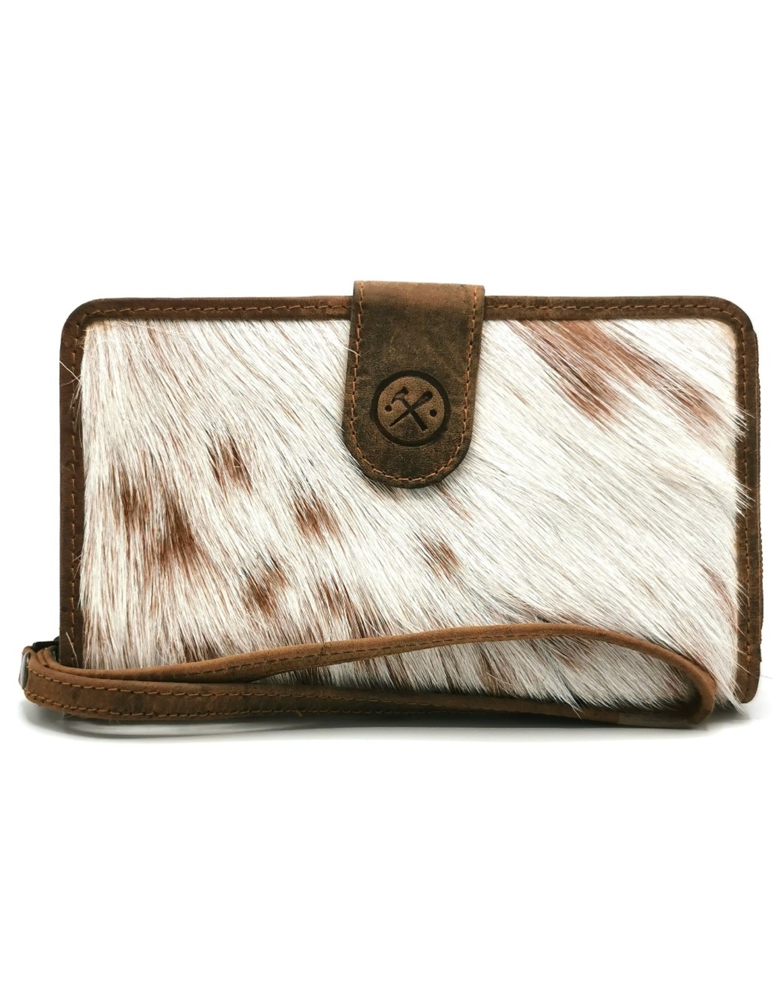 Hide & Stitches Leather Wallets - Leather Purse with Cowhide brown-white