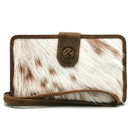 Hide & Stitches Leather Purse with Cowhide brown-white