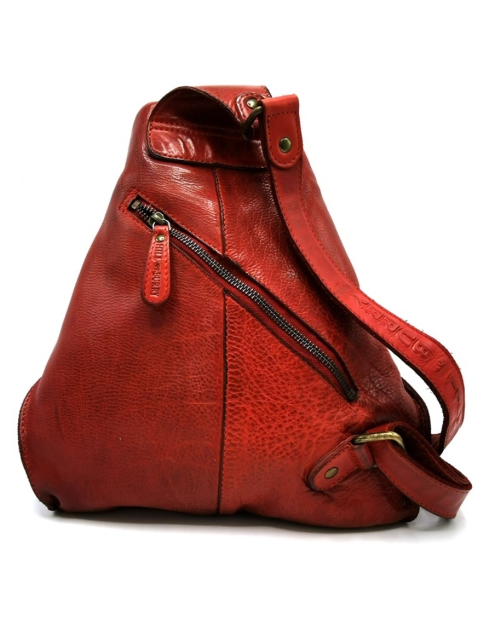 HillBurry Leren rugzakken Leren shoppers - HillBurry Crossbody-Sling bag Gewassen Leer rood