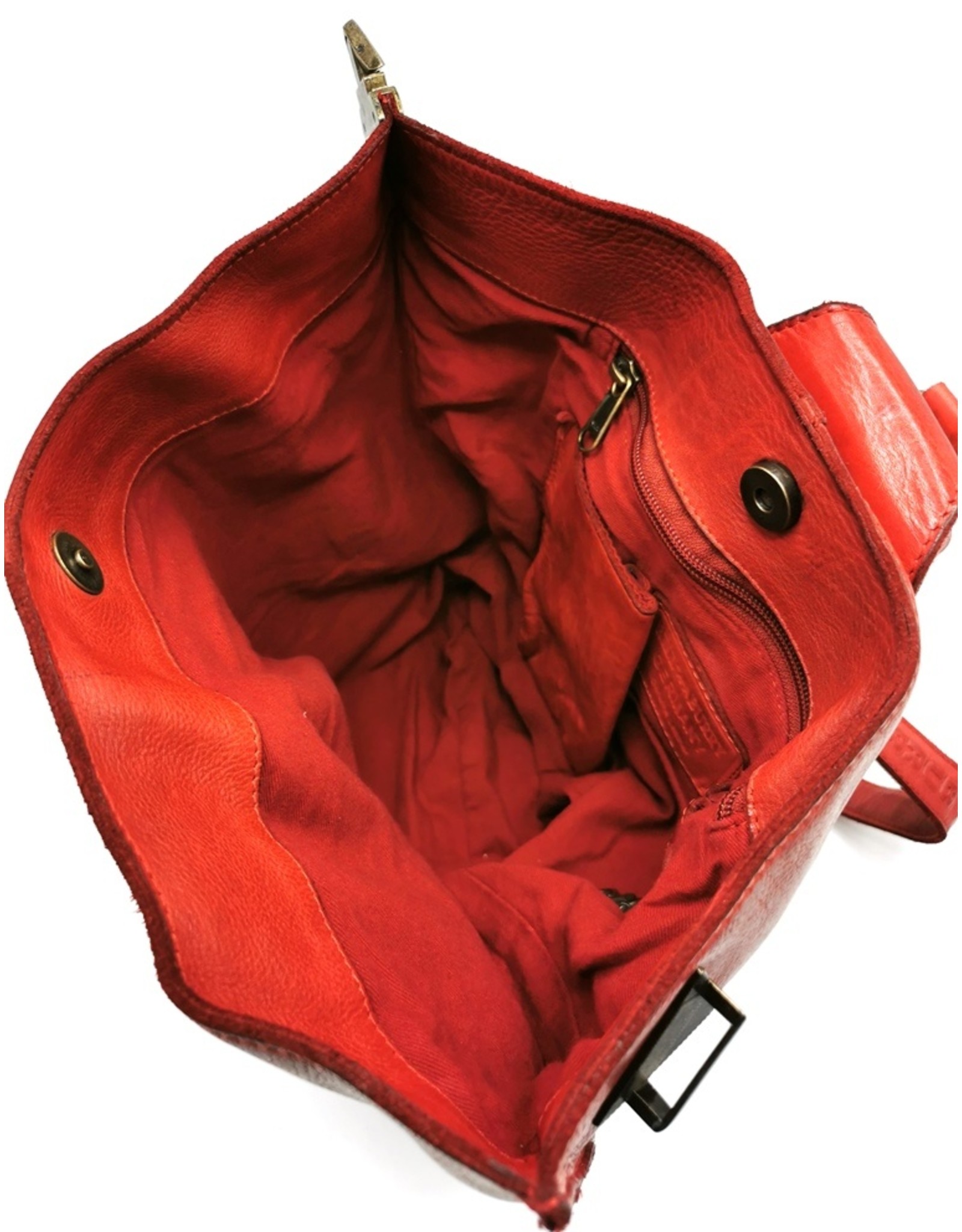 HillBurry Leather backpacks Leather shoppers - HillBurry Crossbody-Sling bag Washed Leather red